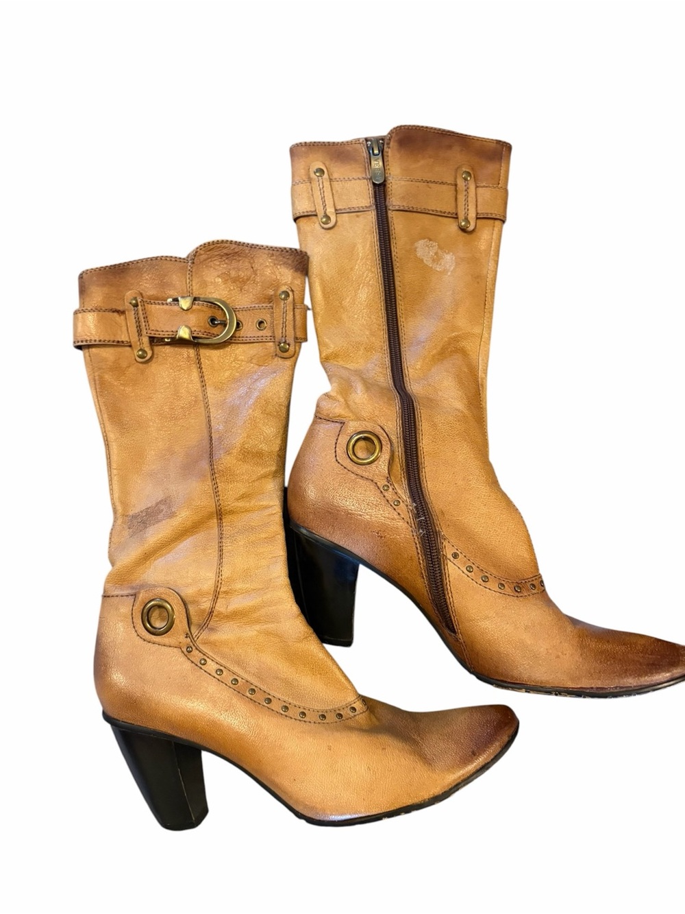 Veesy Vintage Tan Leather Boots Whitchycore Whimsigoth Fairycore - Picture 5 of 14